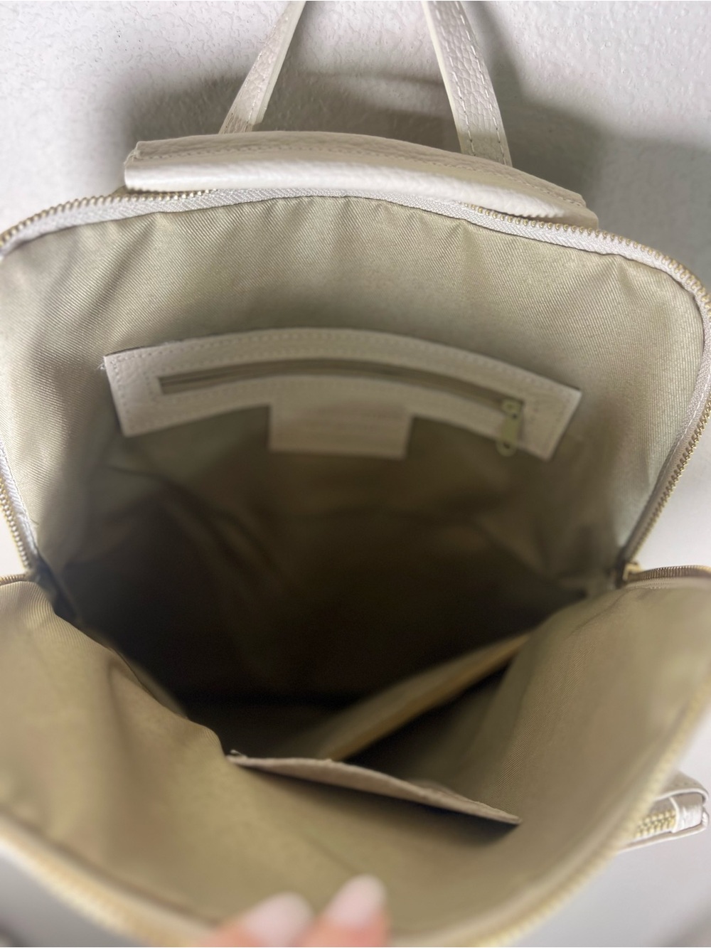 Italian Leather Convertible Backpack Purse White Pebbled Borse In Pelle - Picture 7 of 12